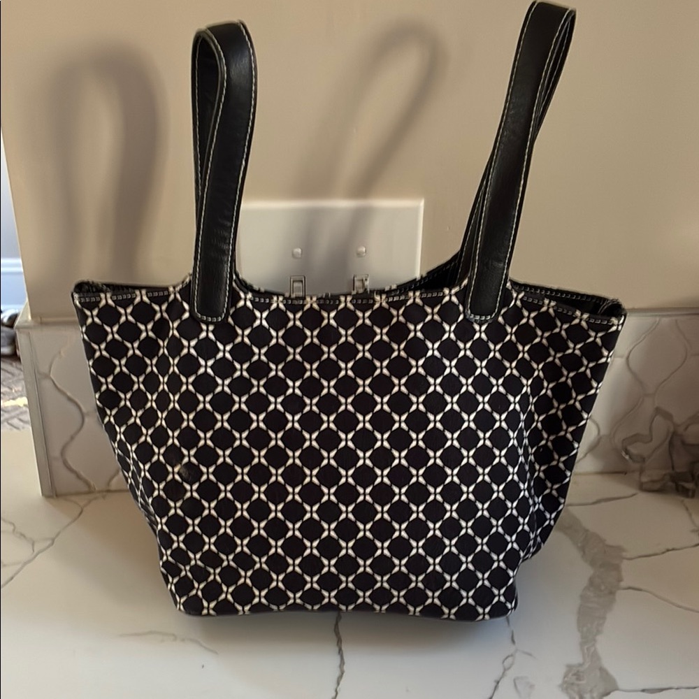 Talbots Black and White Fabric Purse